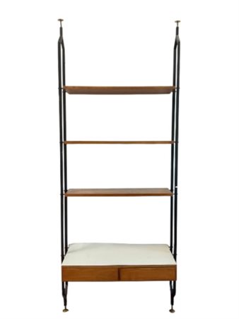 Mobile contenitore/libreria con due stipi ad ante scorrevoli in legno impiallac