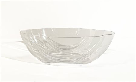 Carlo Moretti Ciotola in vetro cristallo a profilo mistilineo. Murano, anni '90/