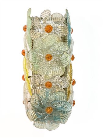 Seguso Vetri d'Arte Applique con struttura in rete metallica e diffusori in fior