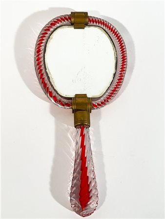 Manifattura di Murano Specchio da toilette in vetro soffiato sommerso incolore e