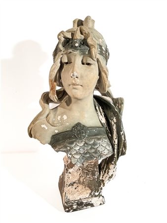 C. Habock Busto Art Nouveau raffigurante fanciulla in veste di Atena. Manifattur