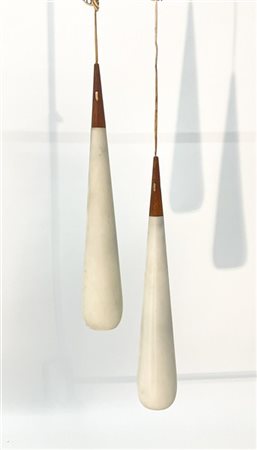 Luxus Coppia di lampade a sospensione in vetro incamiciato lattimo acidato sulla