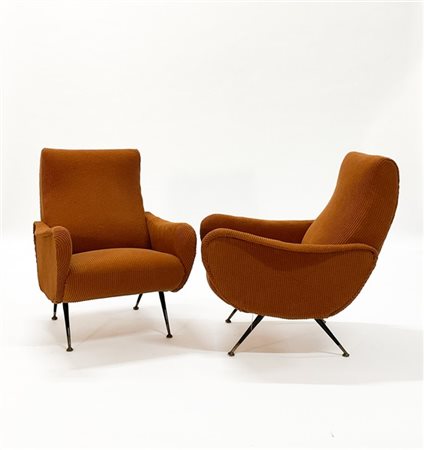 Coppia di poltrone ispirate al modello "Lady" di Marco Zanuso. Italia, anni '60