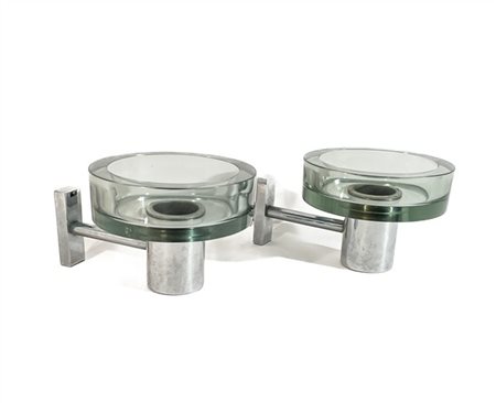 Seguso Vetri d'Arte Coppia di lampade da parete con diffusore in vetro molato di