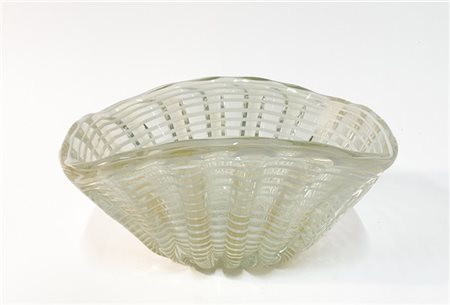 Manifattura di Murano Centrotavola con bocca squadrata in vetro soffiato costola