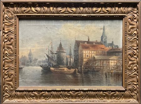 F. Rossini

"Scorcio fluviale di città Nord Europa" 
olio su tela (cm 32x47)
fi