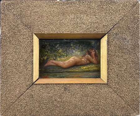 Giuseppe Sidoli "Nudo disteso" 
olio su compensato (cm 9x14)
firmato in basso a