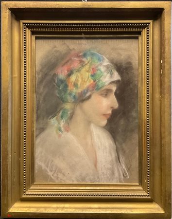 Giovanni Trussardi Volpi "Ritratto di fanciulla" 
tecnica mista su carta (cm 46x