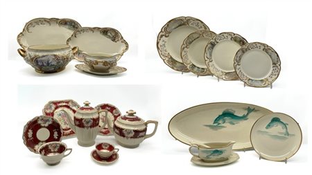 Rosenthal Servizio per la tavola in porcellana dipinta a paesaggi nelle bordure