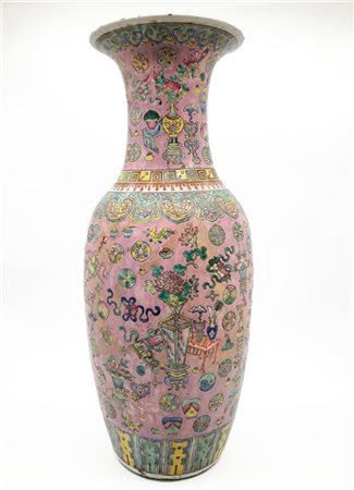 Vaso in porcellana Famiglia Verde con simboli di buonaugurio e decori stilizzat