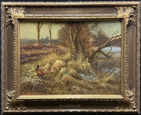 Bernd Pöppelmann "Fagiano" 
olio su compensato (cm 30x40)
firmato in basso a des