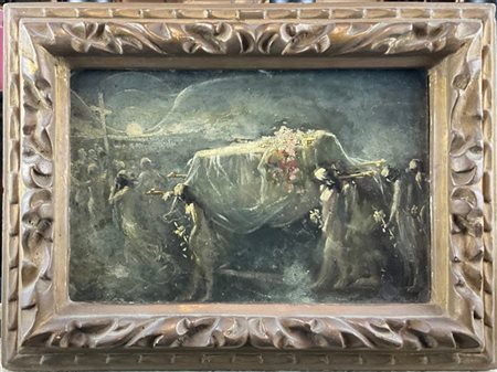 Giuseppe Sidoli Bozzetto per il "Sogno mistico di un poeta" 
olio su cartone (cm