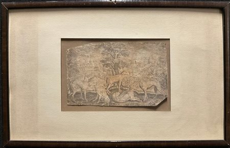 Incisione del secolo XVII raffigurante "Cani"
(mm 117x187 ca.)
in cornice (grav
