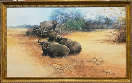 Grahame Macquet

"Bufali" 1998
olio su cartone telato (cm 80x150)
firmato e dat