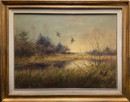 Firma indecifrata del secolo XX

"Beccacce in volo" 
olio su tela (cm 60x80)
fi