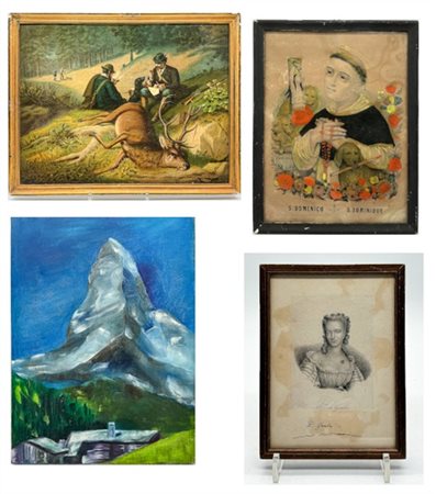 Due cartoni contenenti numerose incisioni, stampe e riproduzioni di vario sogge