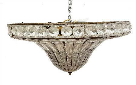 Lotto composto da plafoniera e coppia di applique (h cm 24) in metallo rivestit