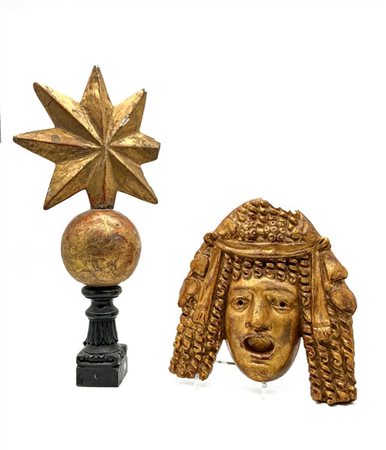 Lotto composto da due specchi di cui uno convesso in cornice ebanizzata e uno i