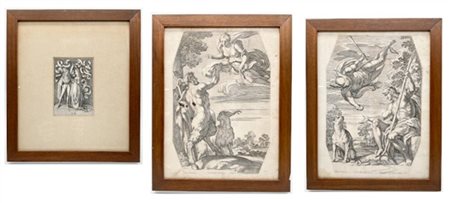Lotto composto da tre tra incisioni e acquaforti del secolo XVII-XVIII, una di