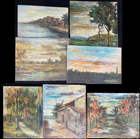 Ignoto di inizio secolo XX, lotto composto da numerosi dipinti raffiguranti "Pa