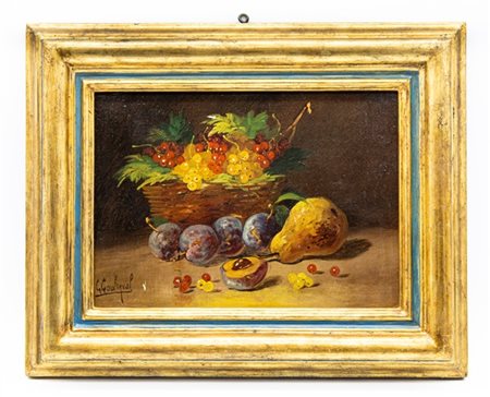 G. Gouloyval "Composizione con frutta" 
olio su tela (cm 25x34)
firmato in basso