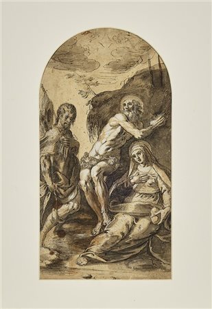 LEONARDO CORONA (attr.)

"San Giacomo minore, sant'Onofrio e una pia donna"
penn