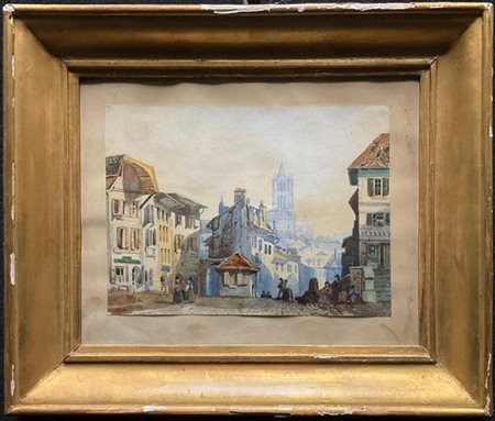 Ignoto del secolo XIX

"Scorcio di cittÃ  del nord Europa"
acquerello su carta (