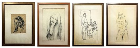 Cartone contenente numerosi disegni di autore, soggetto e misure diverse (misur