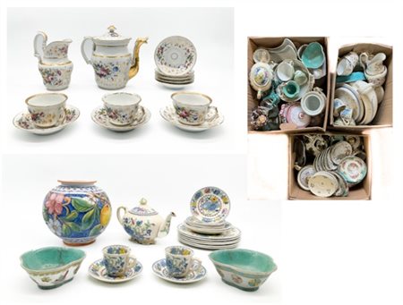 Tre cartoni contenenti numerose ceramiche e porcellane di diversi usi ed epoche