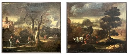 Maestro del secolo XVIII

Coppia di dipinti ad olio su tela raffiguranti "Paesa