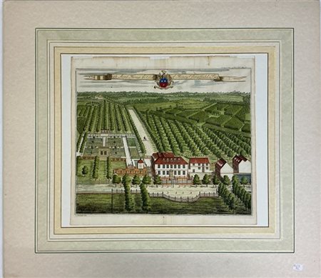 Thomas Badeslade. Incisione acquerellata raffigurante "High Street House the Se