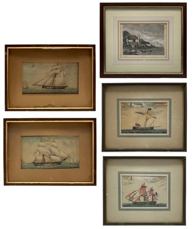 Cartone contenente numerose incisioni, stampe e foto d'epoca di diverso soggett