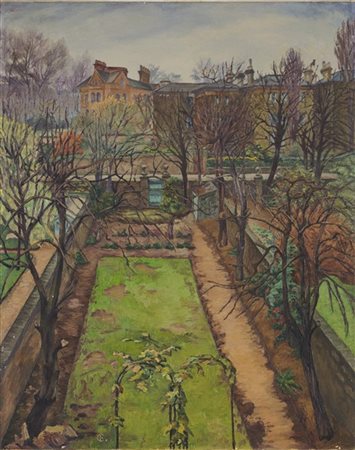 Ettore Cosomati "Garden in autumn" 
olio su tela (cm 75x60)
monogrammato in bass