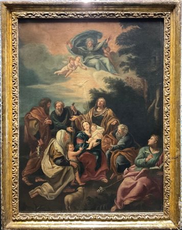 Ignoto

"Madonna col Bambino, santi e Dio padre"
olio su tela (cm 72x56)
in cor