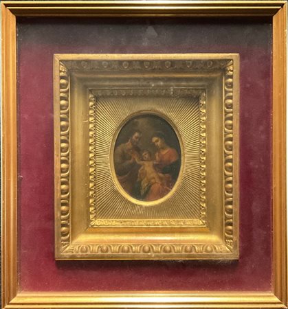 Ignoto del secolo XIX

"Sacra Famiglia"
olio su rame ovale (cm 11x9)
iscritto a