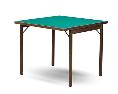 Tavolino da gioco pieghevole con piano quadrato e riserva in panno verde (cm 90