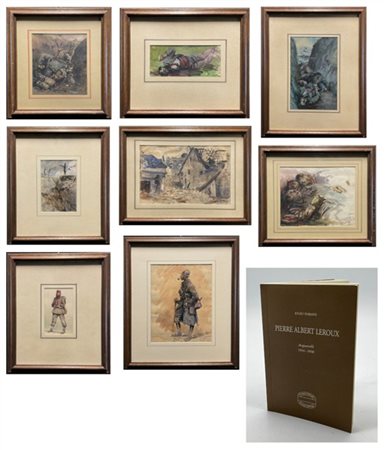 Pierre Albert Leroux "Lotto composto da otto acquerelli raffiguranti "Scene dell