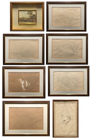 Lotto composto da sei scorci del Centro Italia di artista inglese del Grand Tou