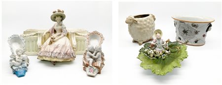 Lotto composto da una fioriera, un cachepot, un centrotavola, un vaso e due sca