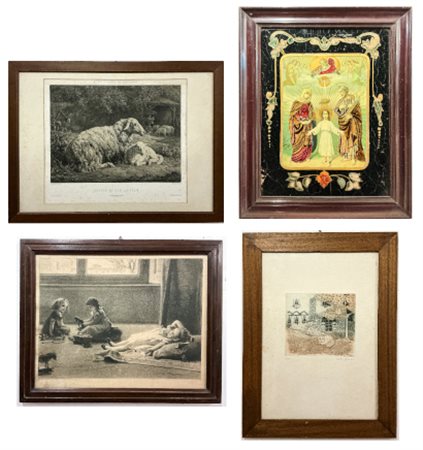 Due cartoni contenenti numerose incisioni, stampe e riproduzioni di vario sogge