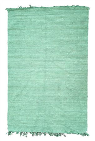 Tappeto stuoia, recente manifattura. Tessuto in cotone color verde reseda (cm 1