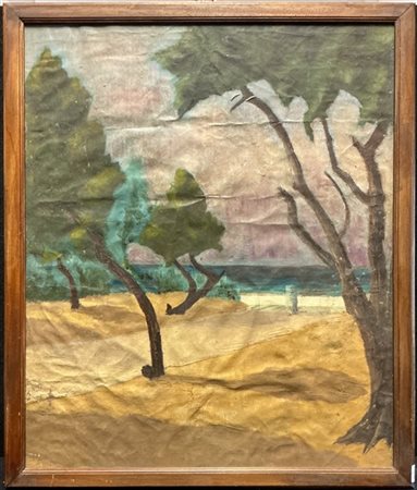 Ignoto di inizio secolo XX

"Paesaggio marino" 
olio su tela libera (cm 70x60)