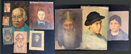 Lotto composto da undici "Ritratti virili" ad olio, di diversi autori e misurE