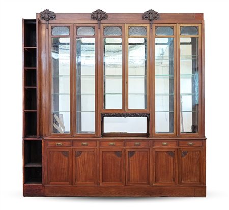 Mobile da farmacia con fondo a specchio a sei cassetti e sei ante, parte superi