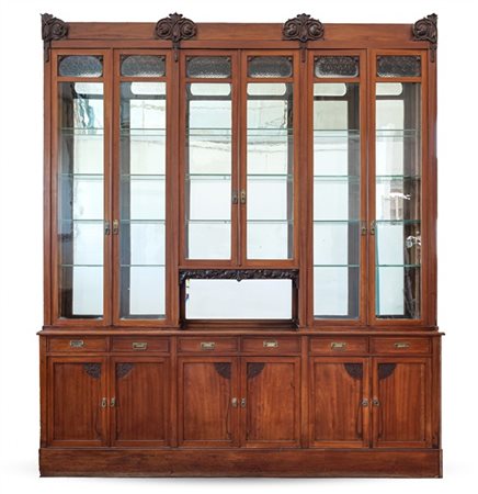 Mobile da farmacia con fondo a specchio a sei cassetti e sei ante, parte superi