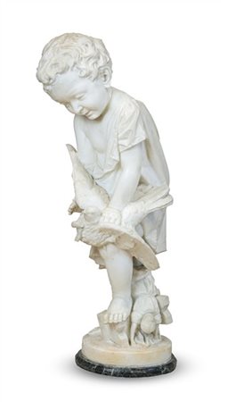 E. Mancini 

"Un messaggio in pericolo" 1878, 
scultura in marmo (h cm tot 80)