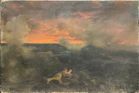 Scuola del secolo XIX

"Donna in preghiera con Crocifissione sullo sfondo" 
oli