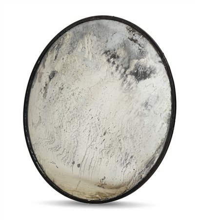 Grande specchio stradale leggermente convesso di forma circolare in cornice di