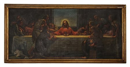 Mattia Traverso "Ultima cena" 
olio su tela (cm 95x195)
firmato in basso a destr