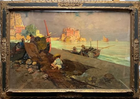 Salvatore Balsamo "Il giovane pescatore napoletano" 
olio su tela (cm 80x120)
fi